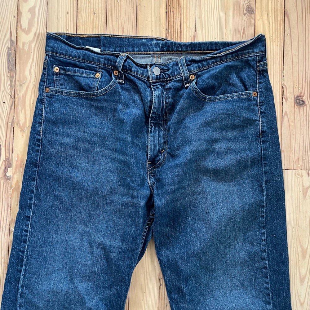 Levi Strauss 505 Regular Fit Straight Dark Wash Casual Denim Jeans Mens W36 L34 - Picture 3 of 8